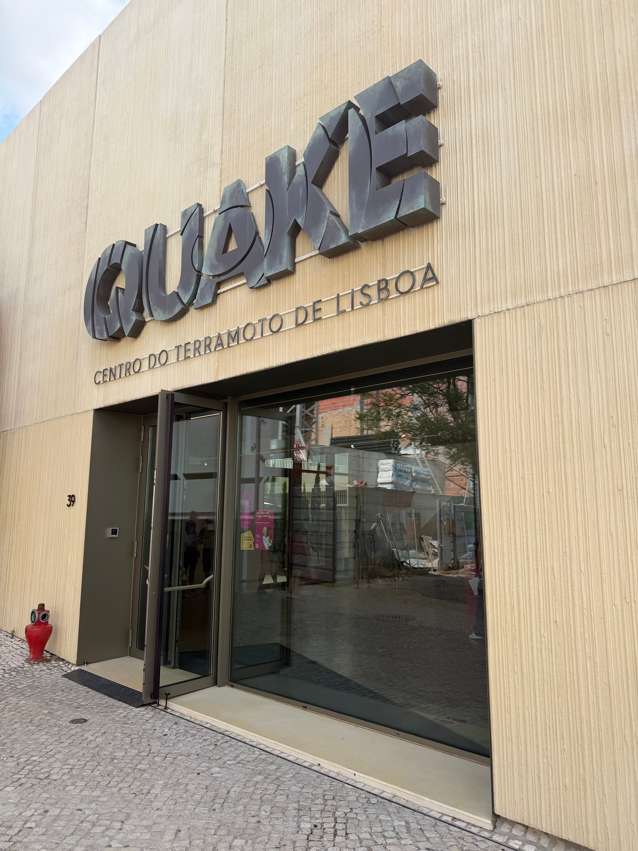 QUAKE museum entrance with the QUAKE sign and doorway